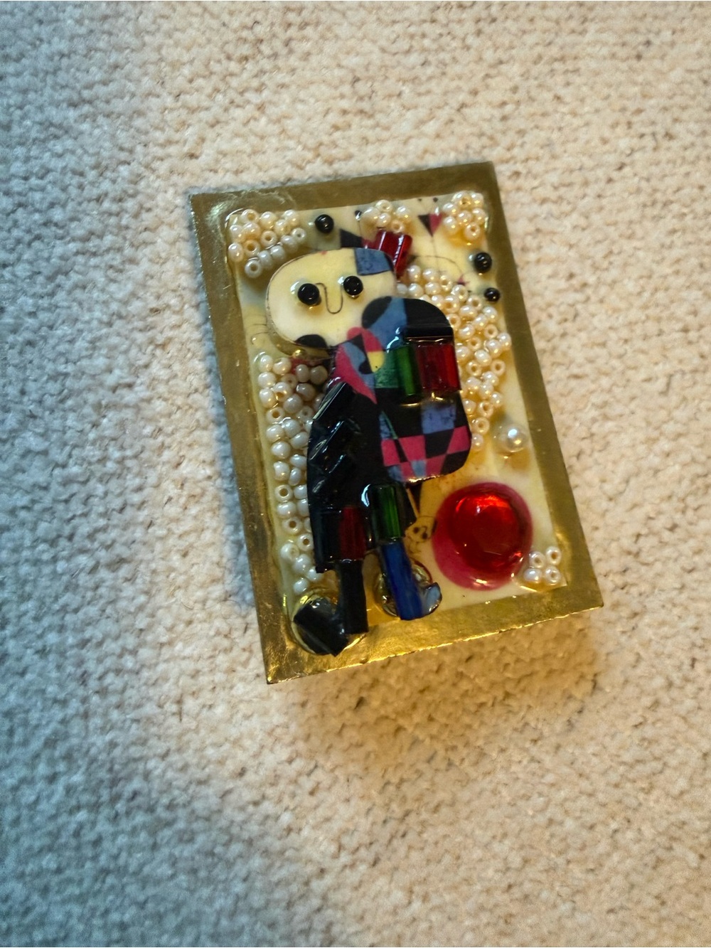 Vintage Bonnie Kondor Miro & Me 3D Brooch Signed Mixed Media Wearable Art
